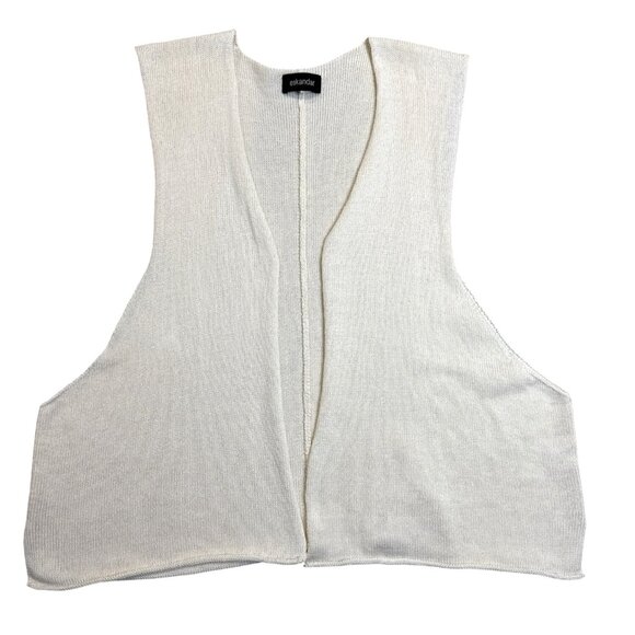 Eskandar Handloomed Mercerised Cotton Cream Open Knit Vest One Size OS - Picture 6 of 7